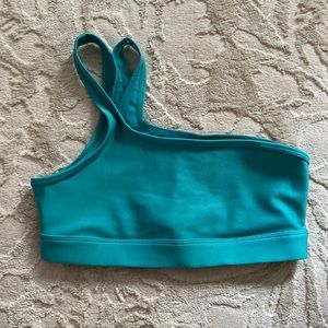 ALO Yoga Teal One-Shoulder Sports Bra